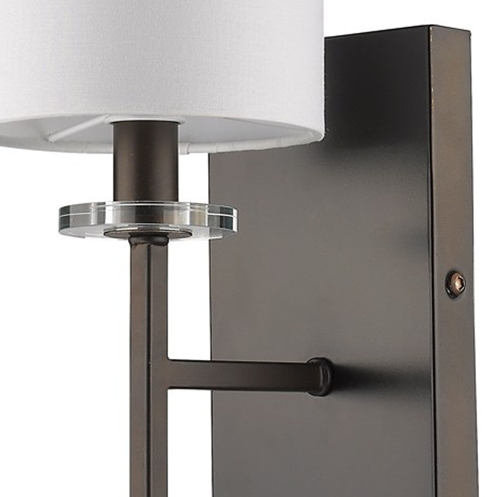 LuxxHomes  Minimalist Bronze Wall Sconce with Fabric Shade