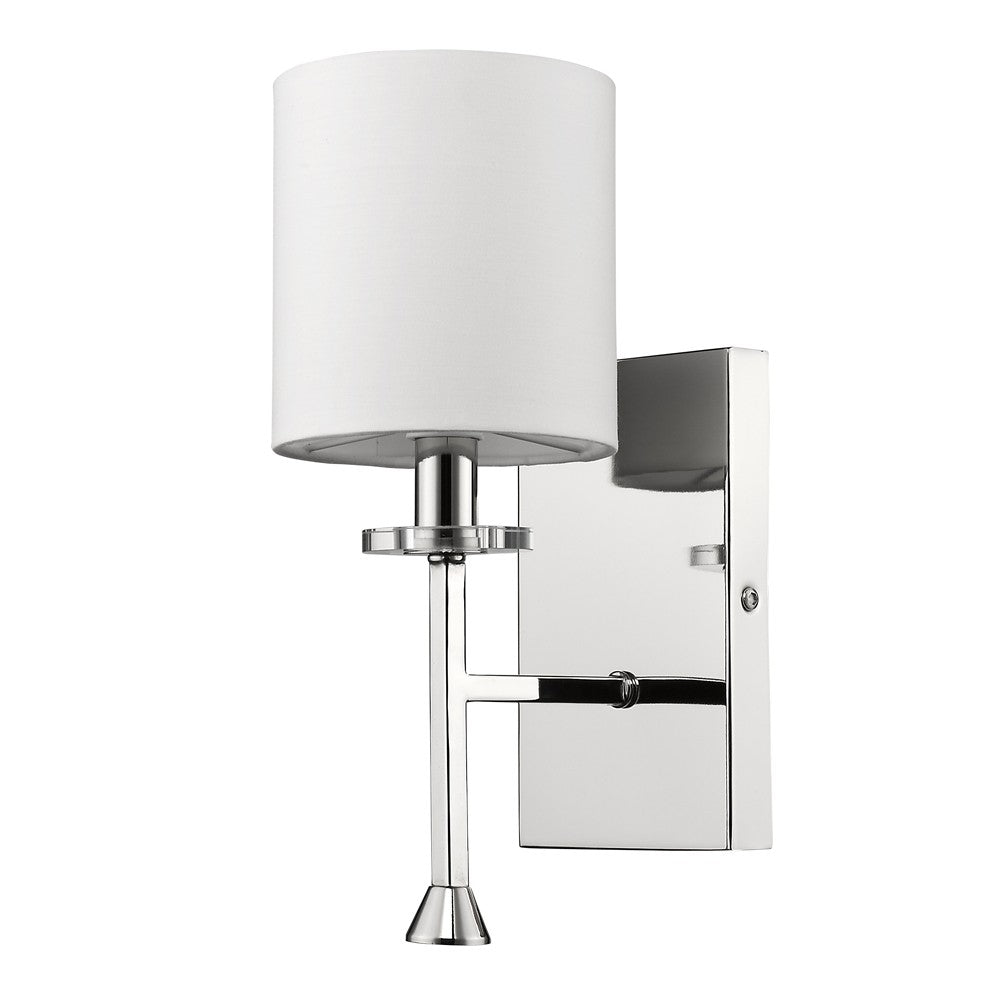 LuxxHomes  Minimalist Silver Wall Sconce with Fabric Shade