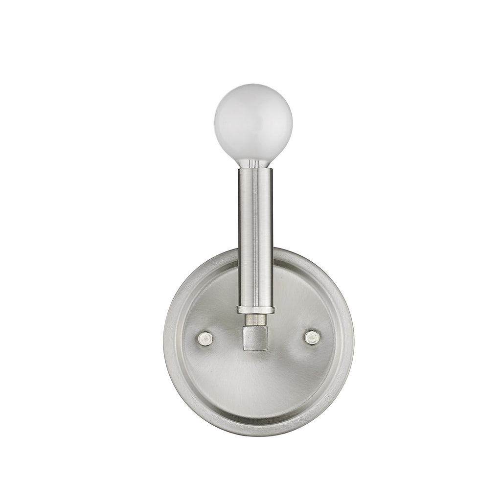 LuxxHomes  One Light Silver Wall Sconce