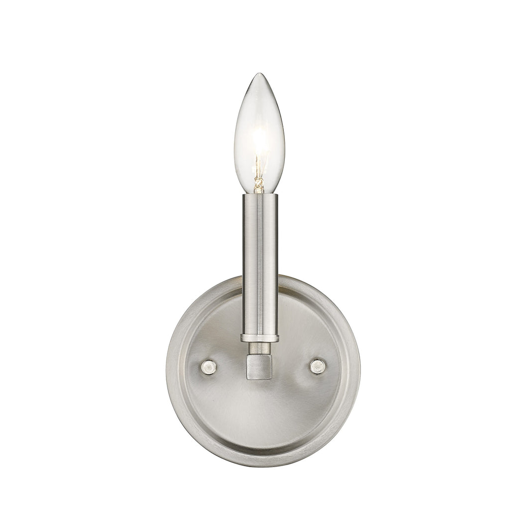 LuxxHomes  One Light Silver Wall Sconce