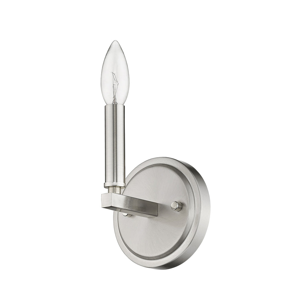 LuxxHomes  One Light Silver Wall Sconce