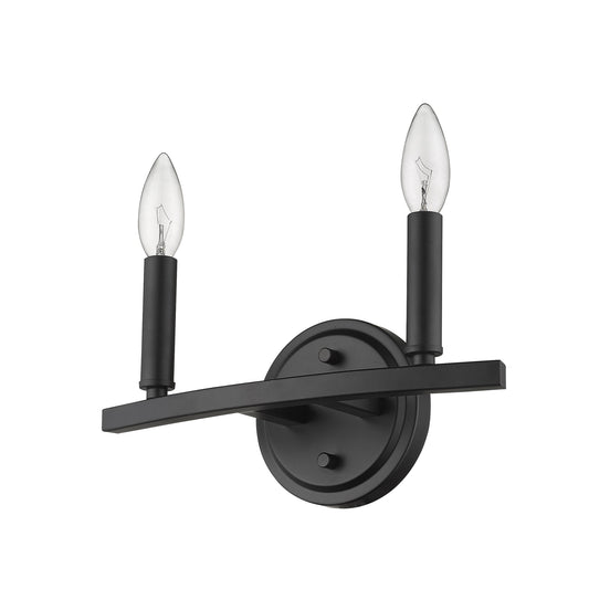 LuxxHomes  Two Light Matte Black Wall Sconce