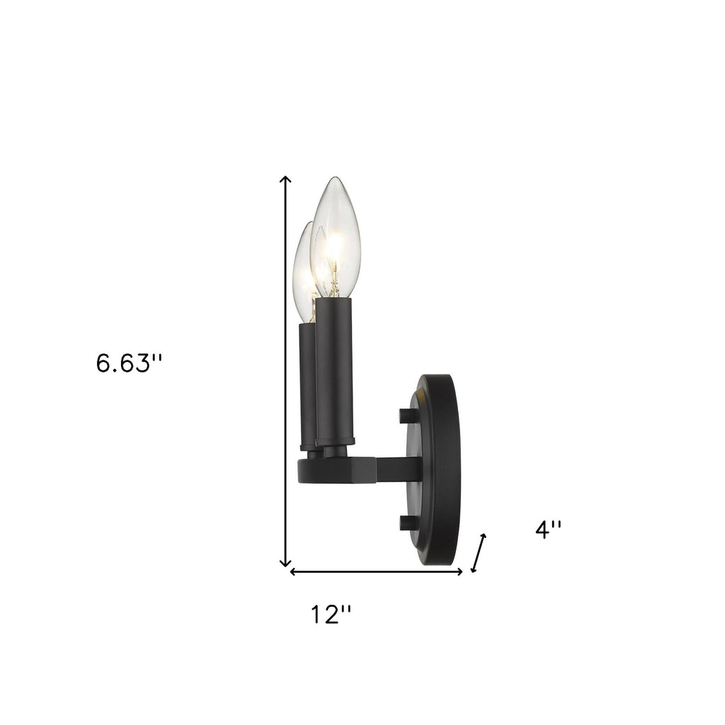 LuxxHomes  Two Light Matte Black Wall Sconce