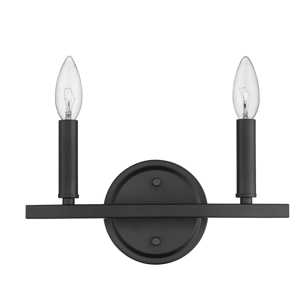 LuxxHomes  Two Light Matte Black Wall Sconce