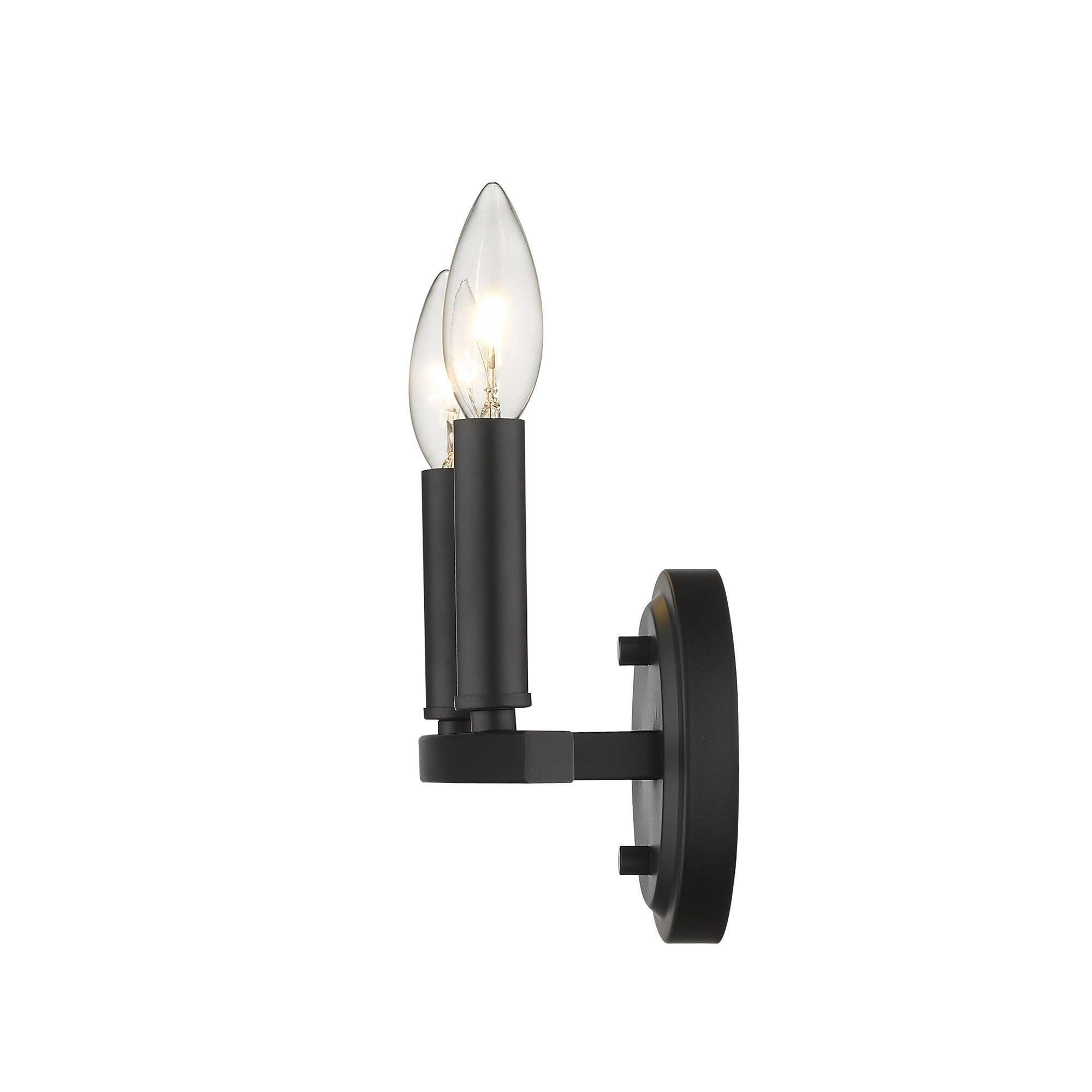 LuxxHomes  Two Light Matte Black Wall Sconce