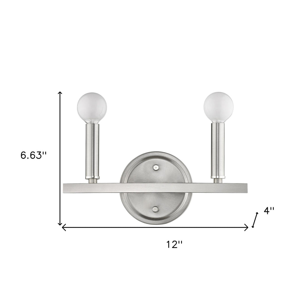 LuxxHomes  Two Light Silver Wall Sconce