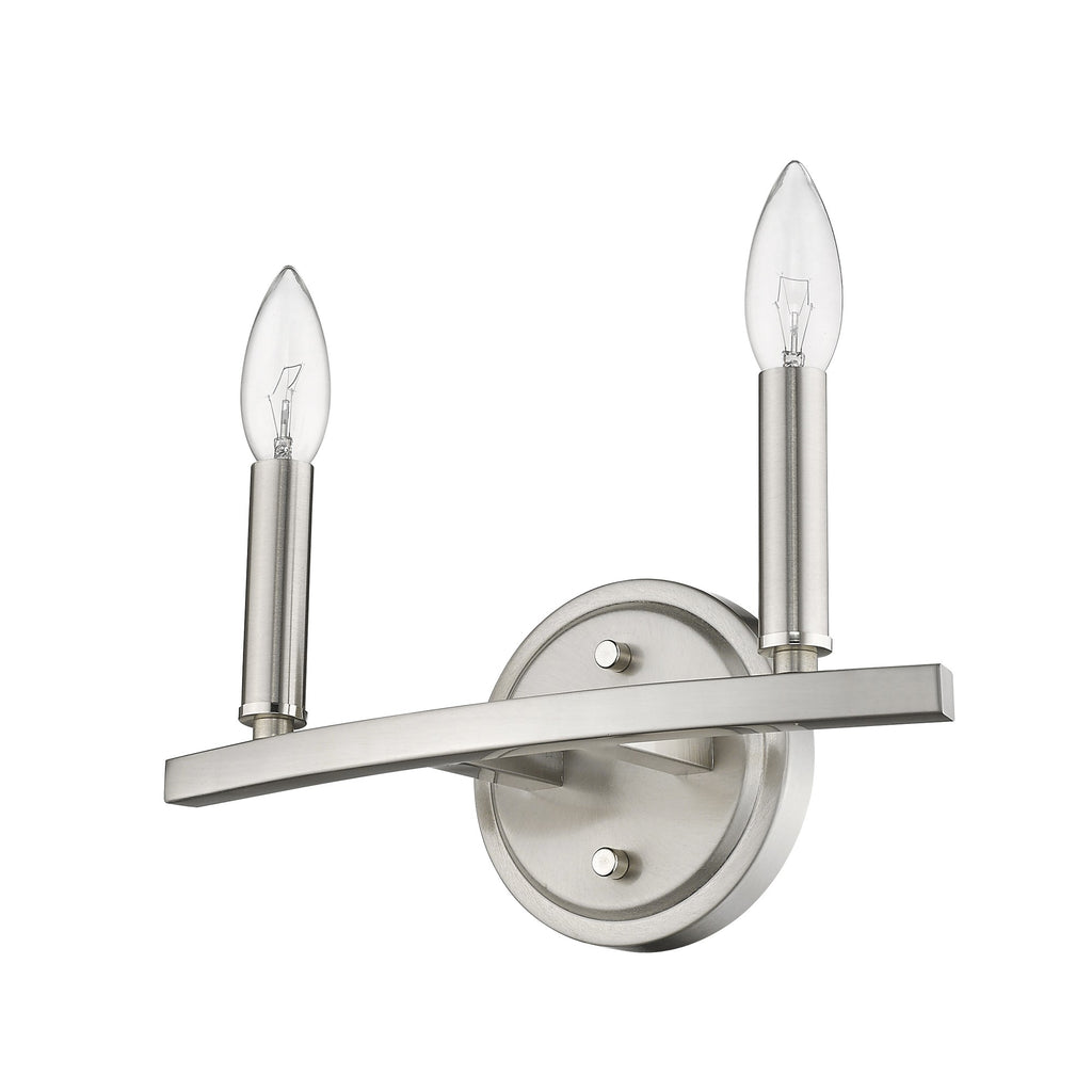 LuxxHomes  Two Light Silver Wall Sconce