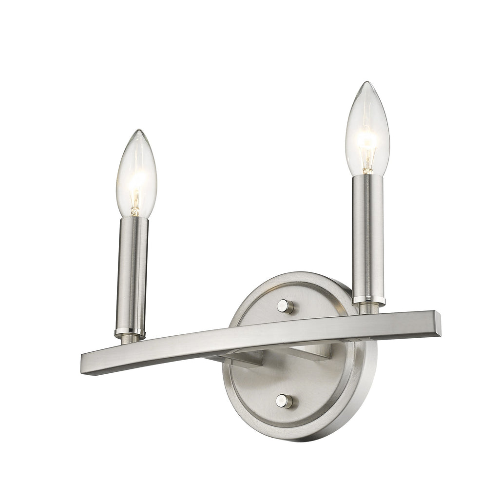 LuxxHomes  Two Light Silver Wall Sconce