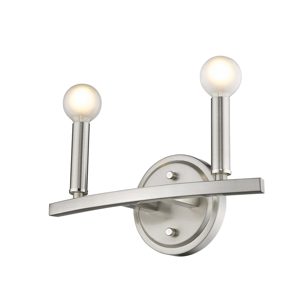 LuxxHomes  Two Light Silver Wall Sconce