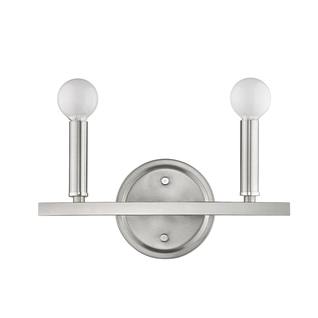 LuxxHomes  Two Light Silver Wall Sconce