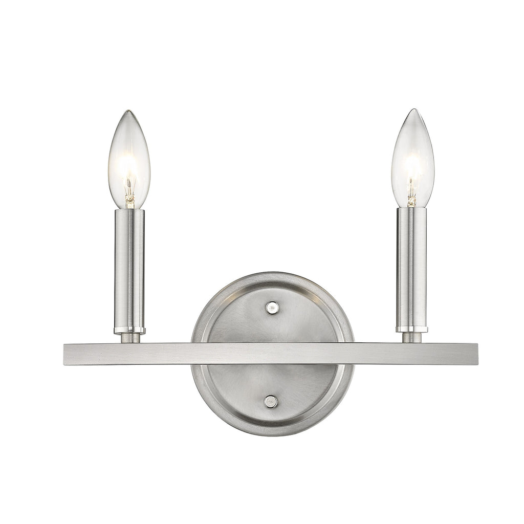 LuxxHomes  Two Light Silver Wall Sconce