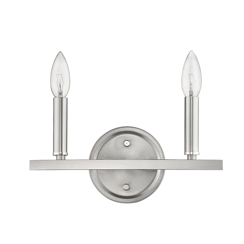 LuxxHomes  Two Light Silver Wall Sconce