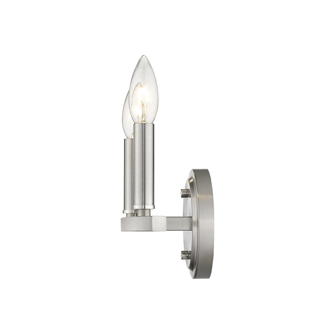 LuxxHomes  Two Light Silver Wall Sconce