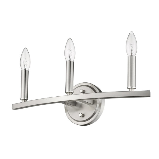 LuxxHomes  Three Light Silver Wall Sconce