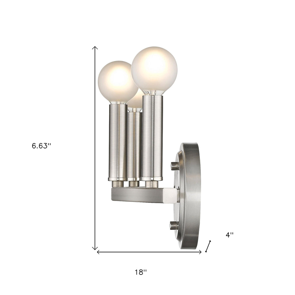 LuxxHomes  Three Light Silver Wall Sconce