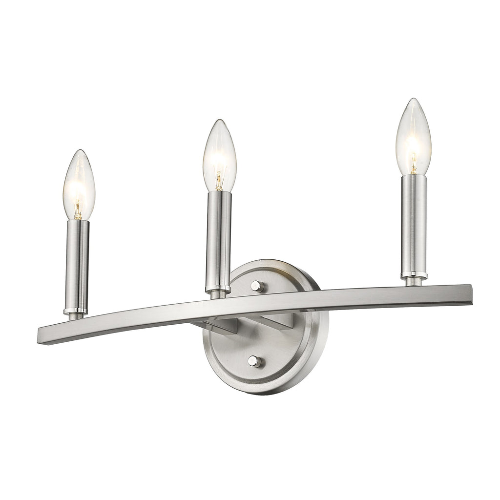 LuxxHomes  Three Light Silver Wall Sconce