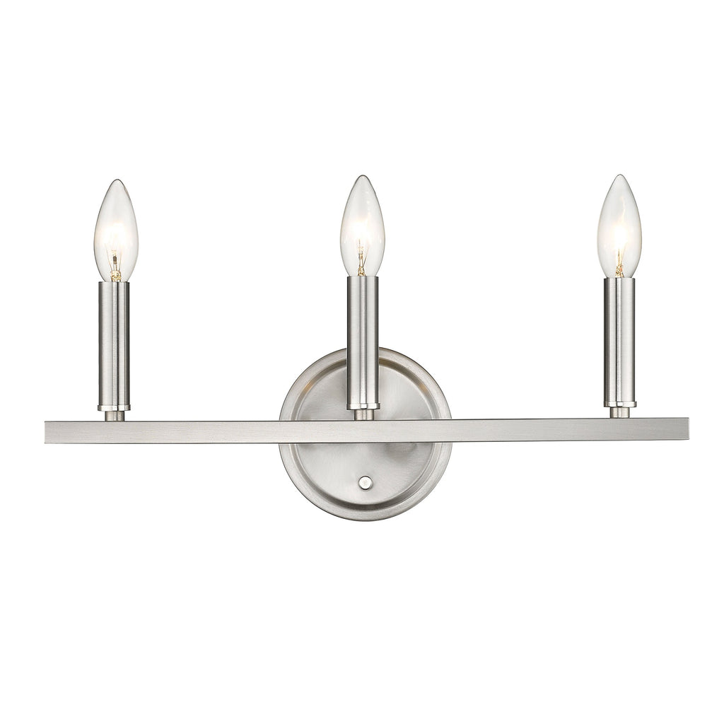 LuxxHomes  Three Light Silver Wall Sconce