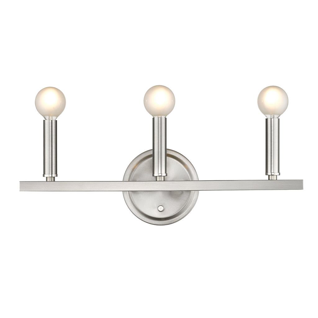 LuxxHomes  Three Light Silver Wall Sconce