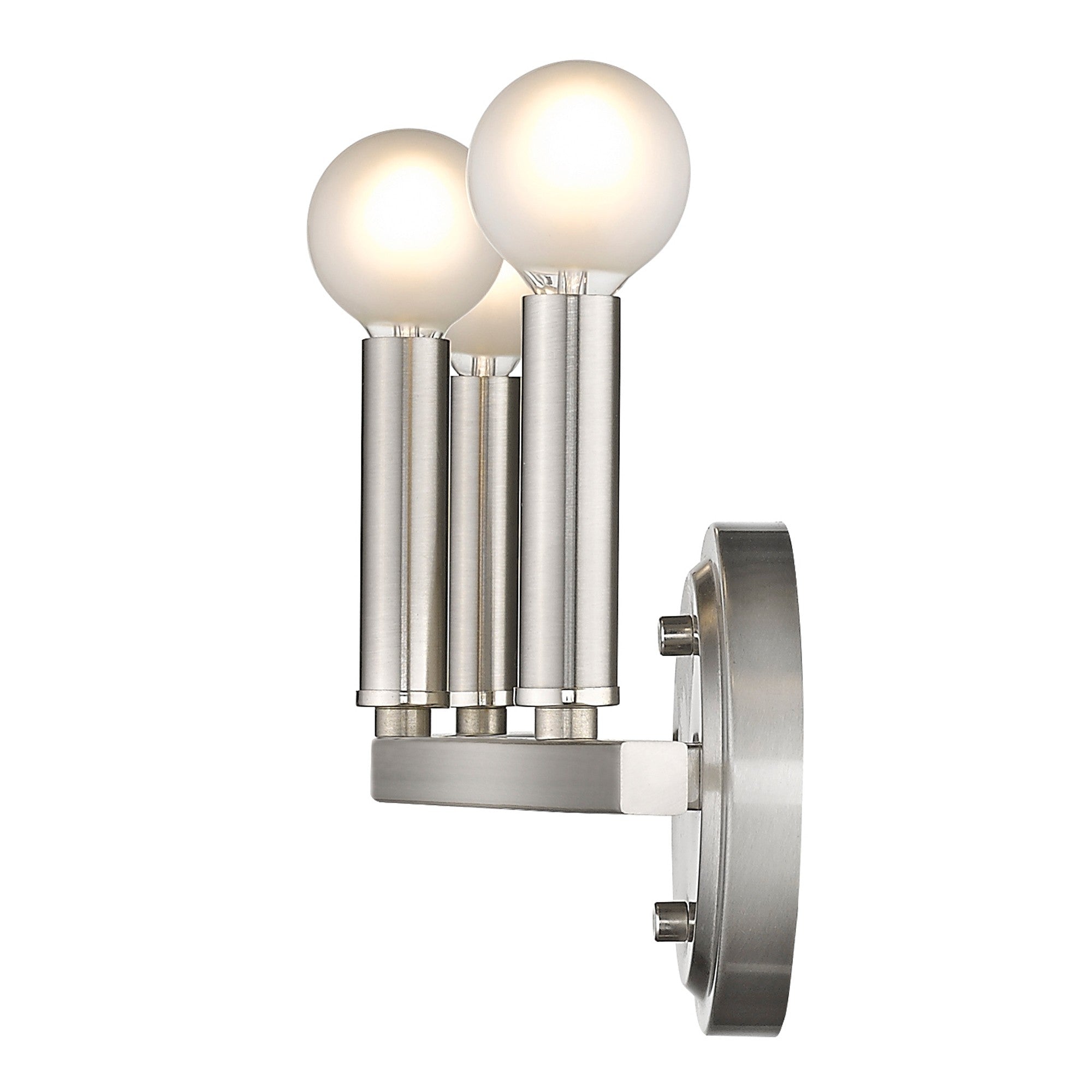 LuxxHomes  Three Light Silver Wall Sconce