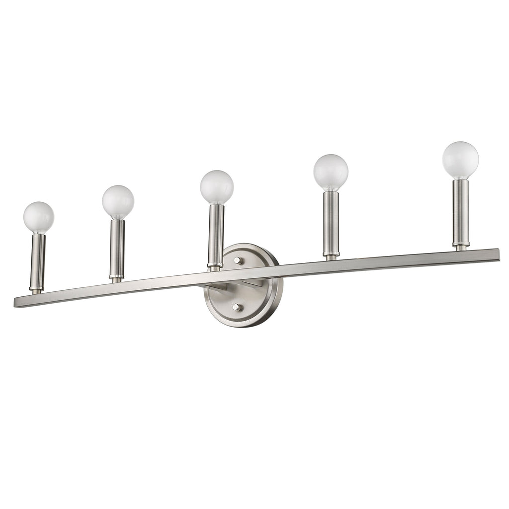 LuxxHomes  Sawyer 5-Light Satin Nickel Vanity