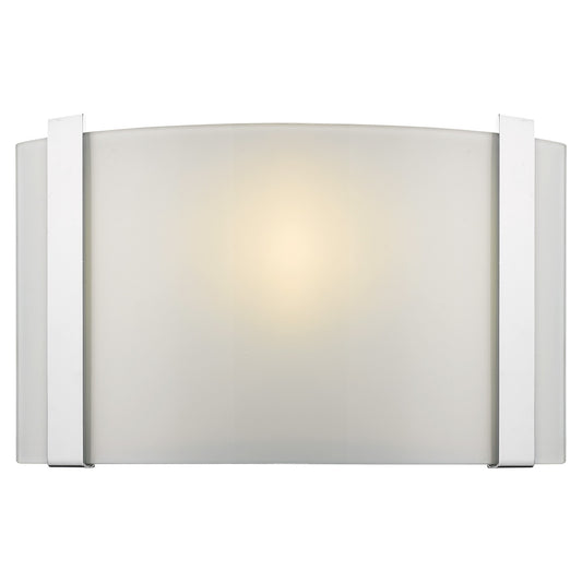 LuxxHomes  Polished Chrome Wall Sconce with Frosted Glass Shade