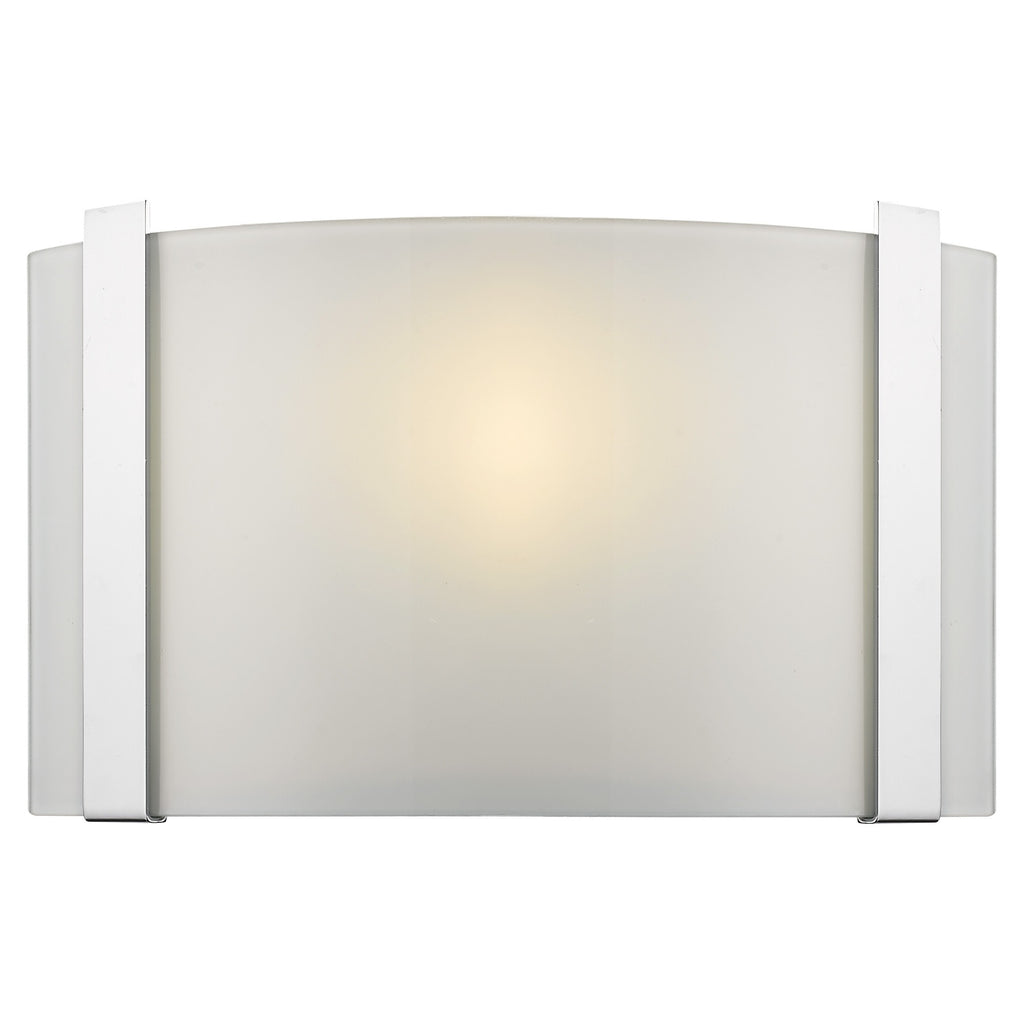 LuxxHomes  Polished Chrome Wall Sconce with Frosted Glass Shade