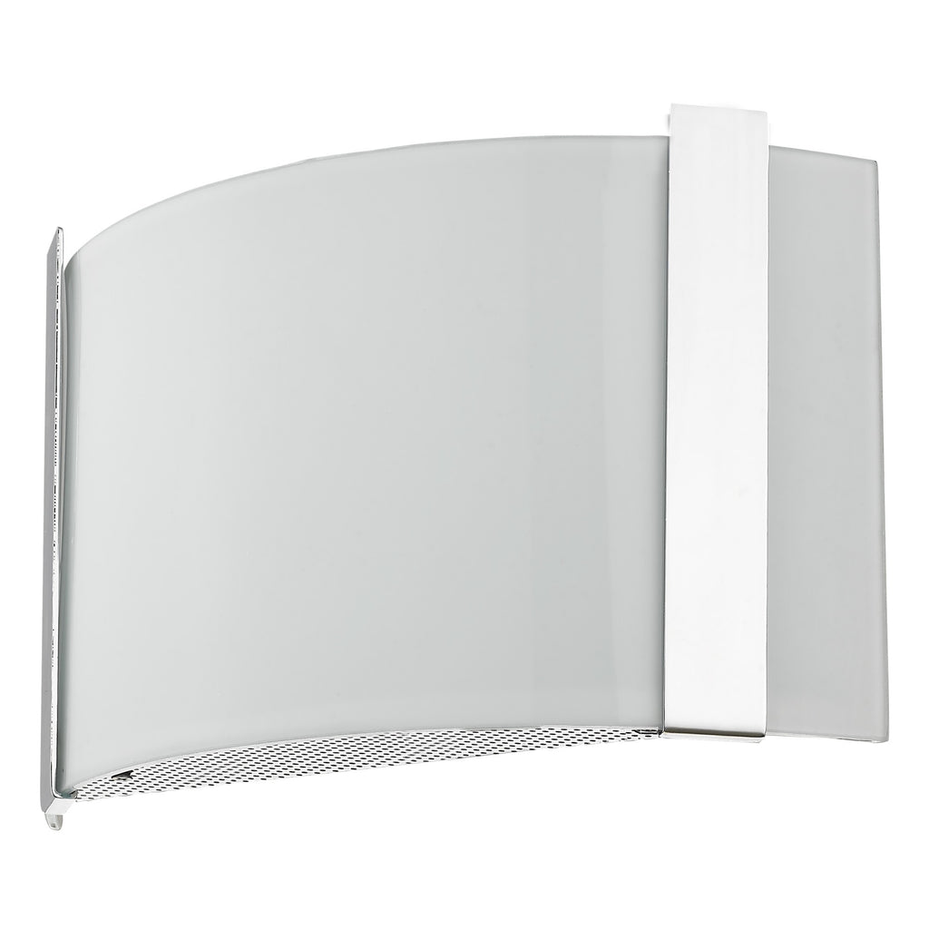 LuxxHomes  Polished Chrome Wall Sconce with Frosted Glass Shade