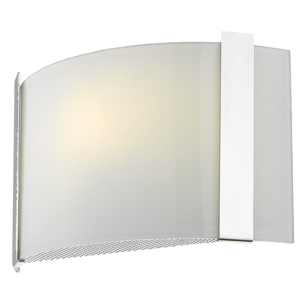 LuxxHomes  Polished Chrome Wall Sconce with Frosted Glass Shade