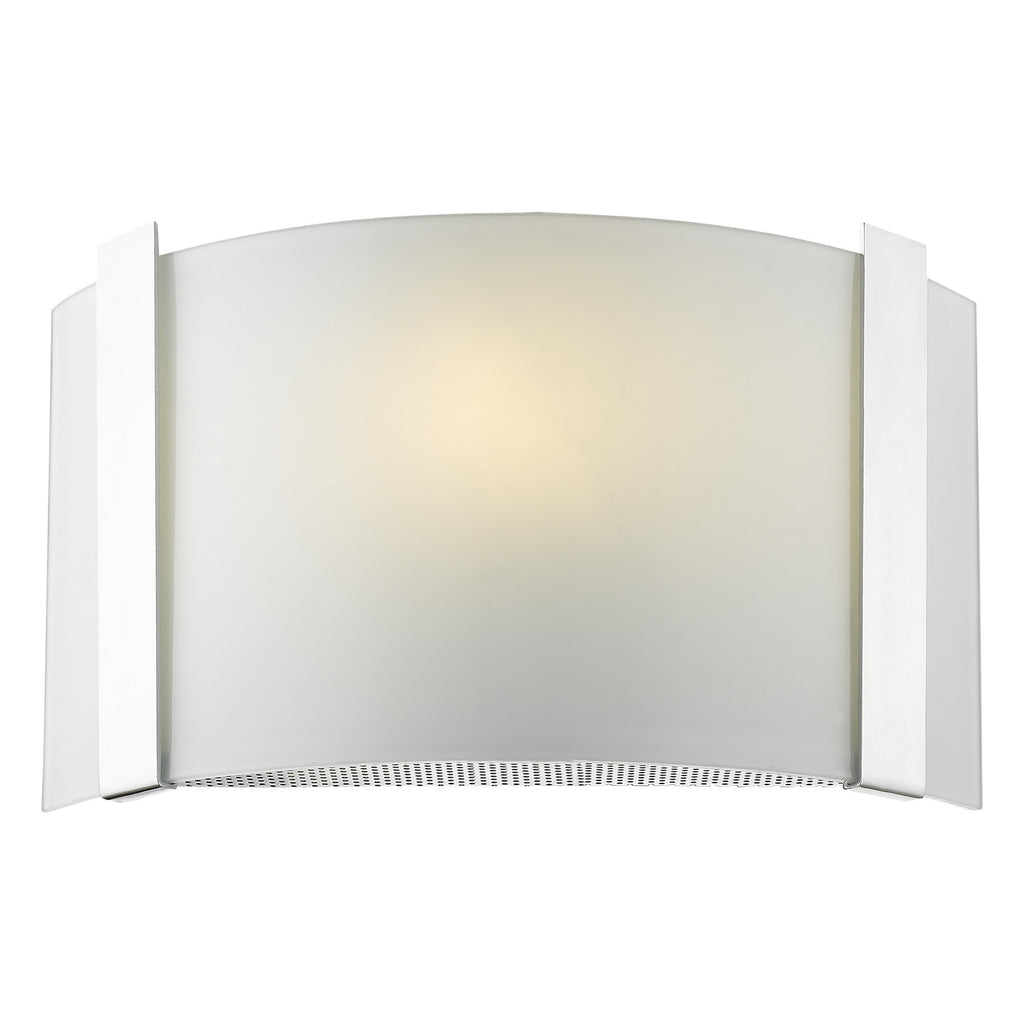 LuxxHomes  Polished Chrome Wall Sconce with Frosted Glass Shade