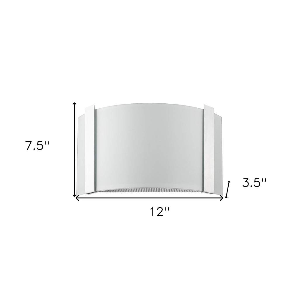 LuxxHomes  Polished Chrome Wall Sconce with Frosted Glass Shade