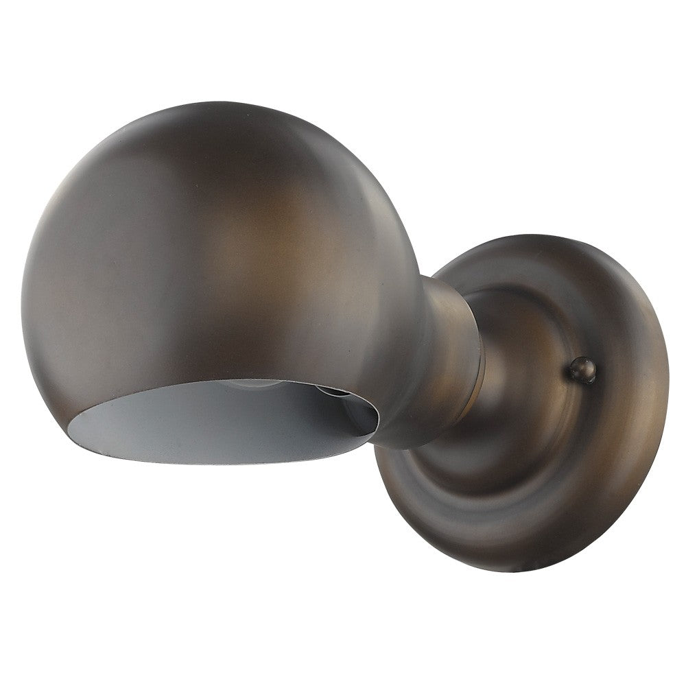 LuxxHomes  Antique Bronze Rounded Wall Sconce