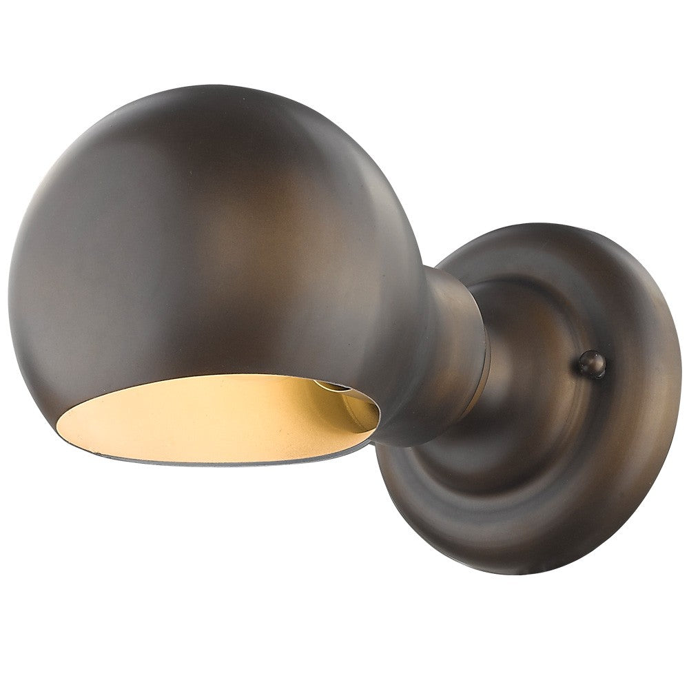 LuxxHomes  Antique Bronze Rounded Wall Sconce