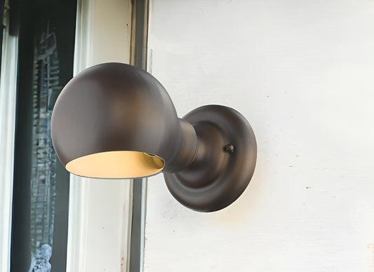 LuxxHomes  Antique Bronze Rounded Wall Sconce