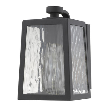 LuxxHomes  Matte Black glass panels Outdoor Wall Light