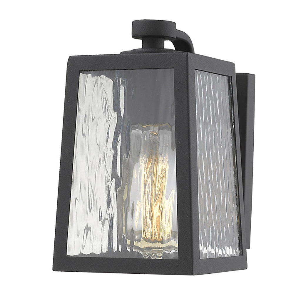 LuxxHomes  Matte Black glass panels Outdoor Wall Light