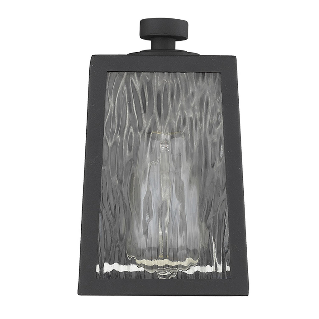 LuxxHomes  Matte Black glass panels Outdoor Wall Light