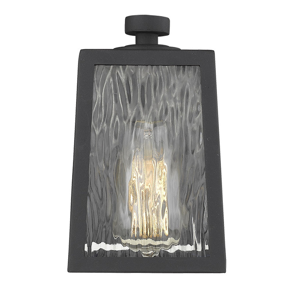 LuxxHomes  Matte Black glass panels Outdoor Wall Light