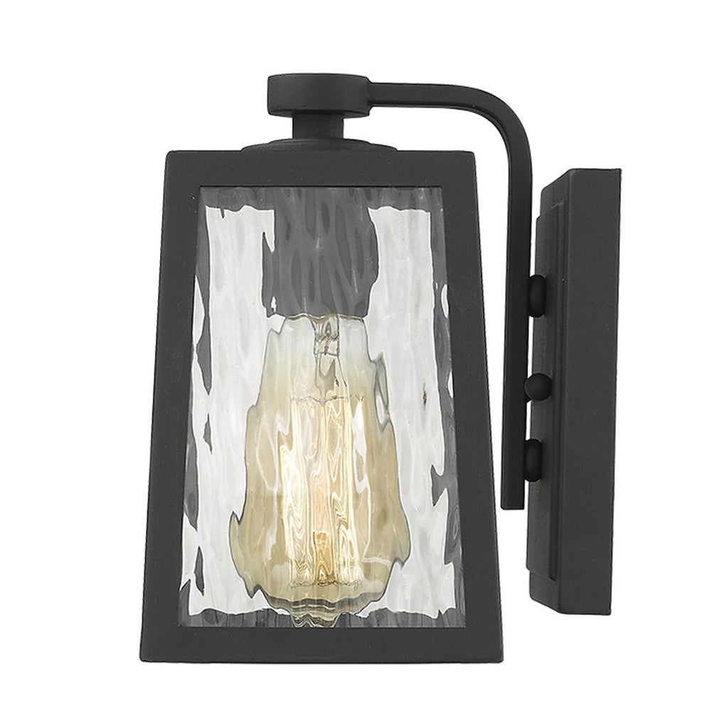 LuxxHomes  Matte Black glass panels Outdoor Wall Light