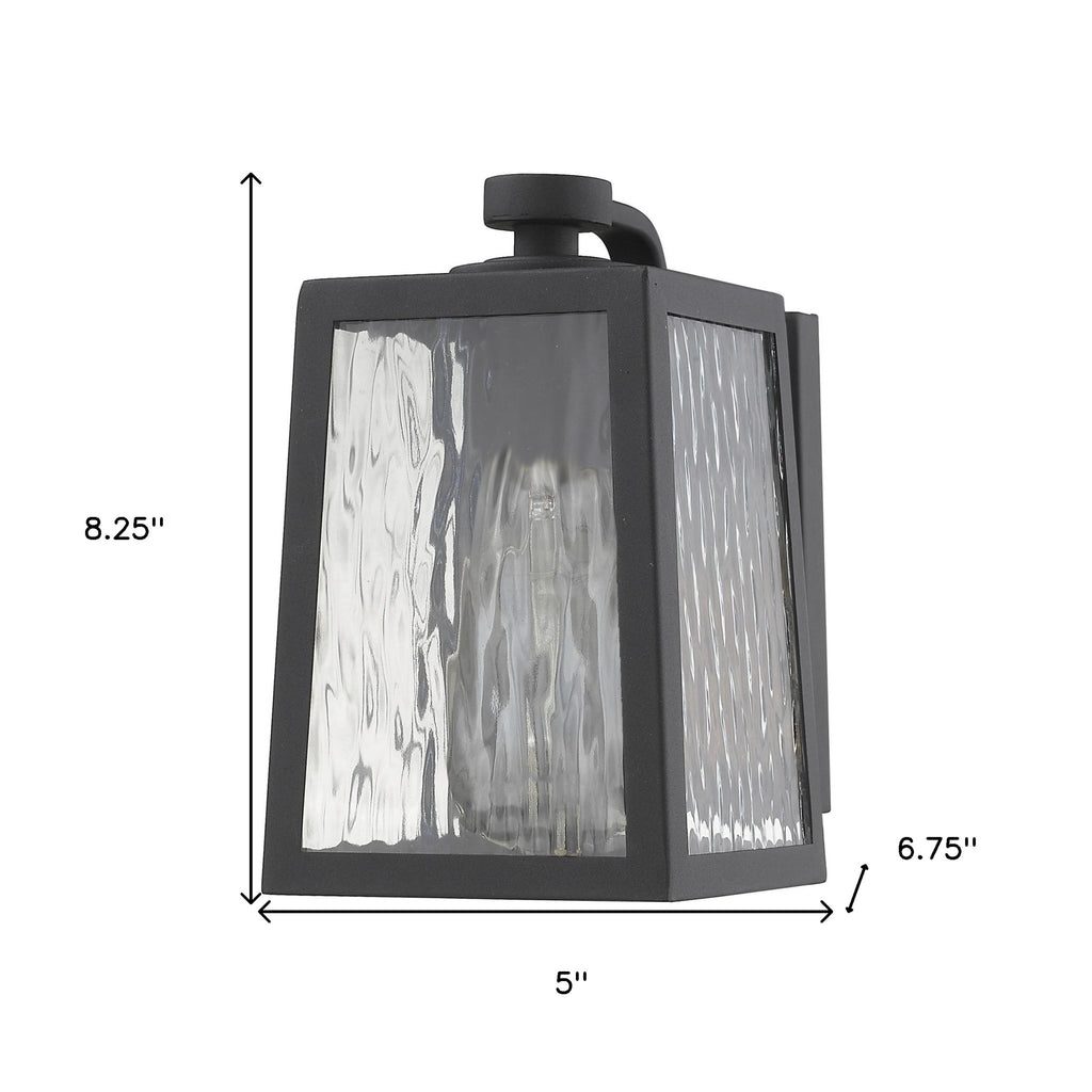 LuxxHomes  Matte Black glass panels Outdoor Wall Light