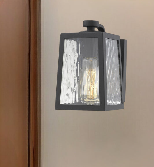 LuxxHomes  Matte Black glass panels Outdoor Wall Light