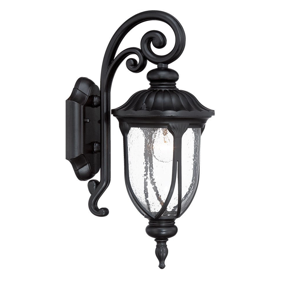 Matte Black Cast Aluminum Glass Lantern Wall Sconce