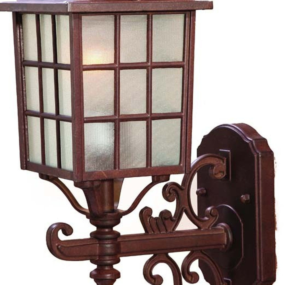 Dark Brown Window Pane Lantern Wall Sconce