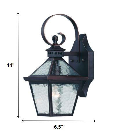 LuxxHomes  Two Light Antique Bronze Hammered Glass Wall Light