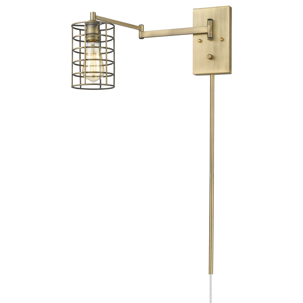 LuxxHomes  Industrial Gold Metal Wall Sconce