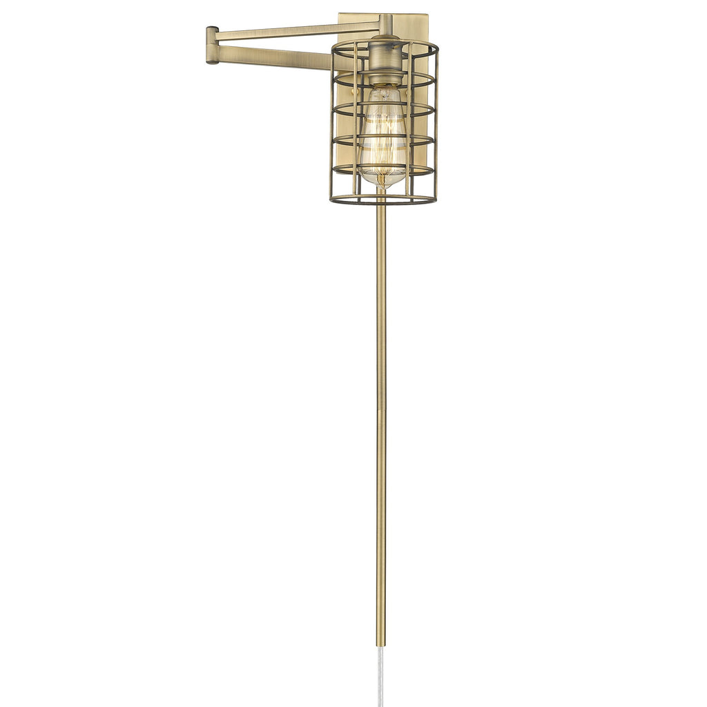 LuxxHomes  Industrial Gold Metal Wall Sconce