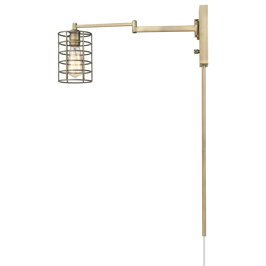 LuxxHomes  Industrial Gold Metal Wall Sconce