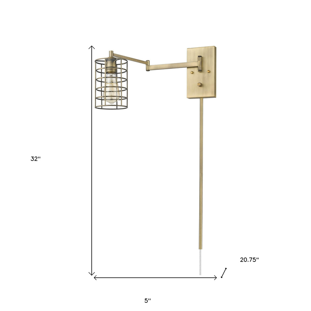 LuxxHomes  Industrial Gold Metal Wall Sconce