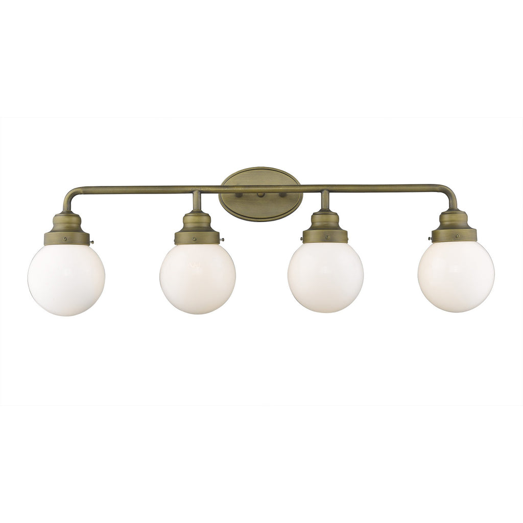 LuxxHomes  Portsmith 4-Light Raw Brass Vanity