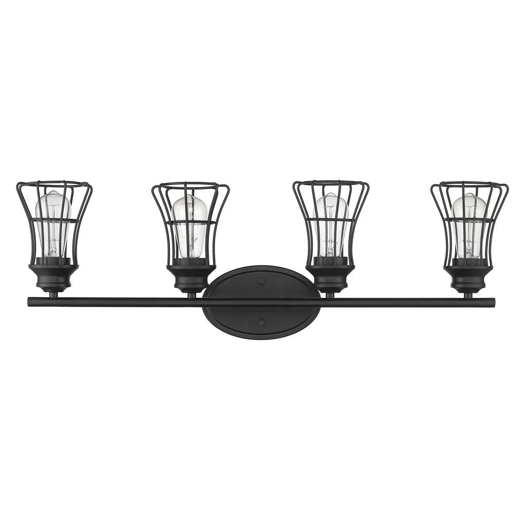 LuxxHomes  Piers 4-Light Matte Black Vanity