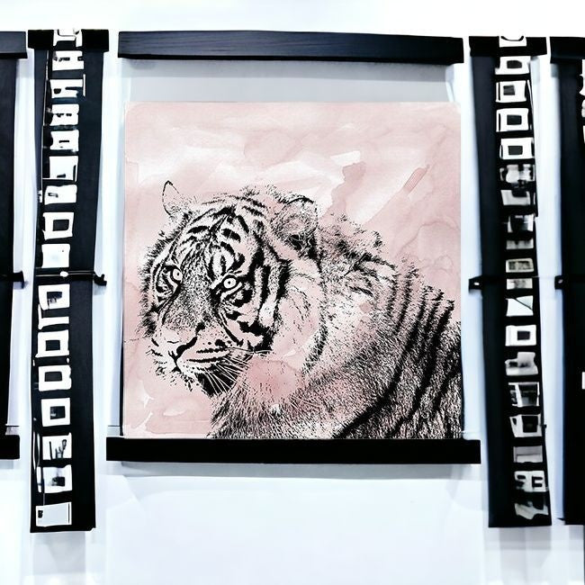 Pink Crouching Tiger Unframed Print Wall Art